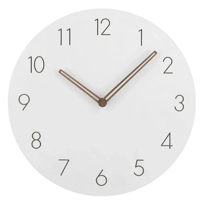 Silent Wall Clock 11.4 in Round Wood Frame Modern Home Décor for Bedroom Living Room Office Minimalist Timepiece