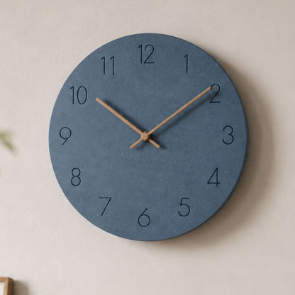Silent Wall Clock 11.4 in Round Wood Frame Modern Home Décor for Bedroom Living Room Office Minimalist Timepiece