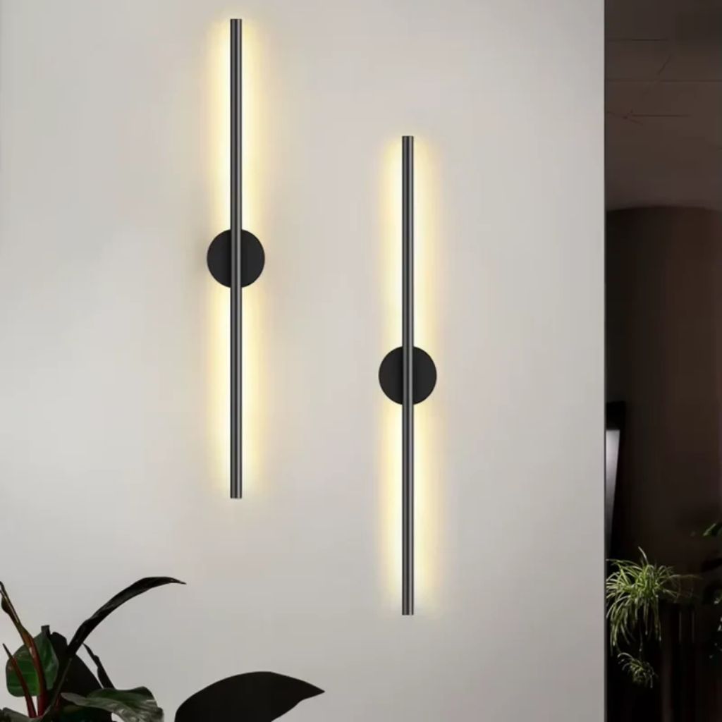 Elongated LED Wall Light Strip Black Aluminum Hardwired Sconce for Bedroom Living Room TV Accent Modern Minimalist