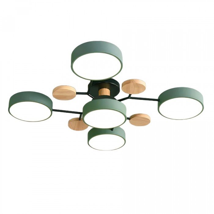 Branched Disc LED Ceiling Light with Wood Accents – Modern Scandinavian Design for Living Room, Bedroom & Dining