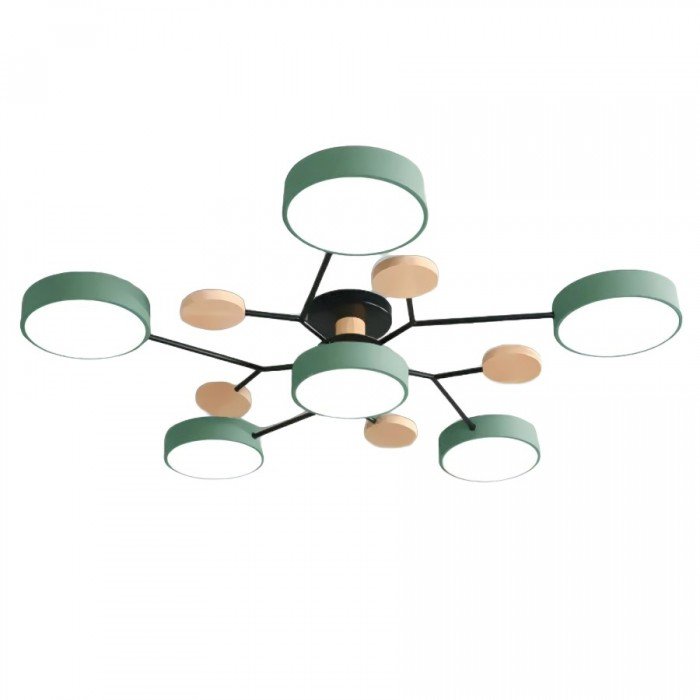 Branched Disc LED Ceiling Light with Wood Accents – Modern Scandinavian Design for Living Room, Bedroom & Dining