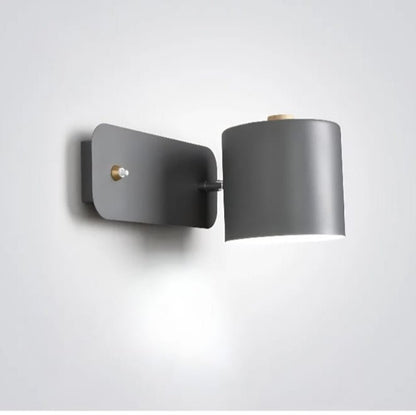 Adjustable Wall Light with Rotating Shade & Integrated Switch – Wood & Metal Fixture for Bedroom, Hallway, Reading