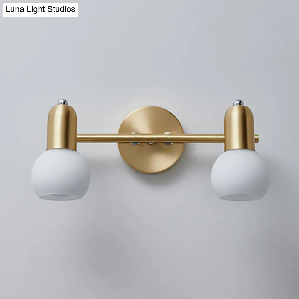 Brass Bathroom Vanity Light Fixture with Glass Shades – Downward Wall Sconce for Powder Room, Hallway & Mirror Lighting