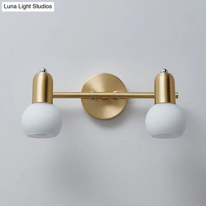Brass Bathroom Vanity Light Fixture with Glass Shades – Downward Wall Sconce for Powder Room, Hallway & Mirror Lighting