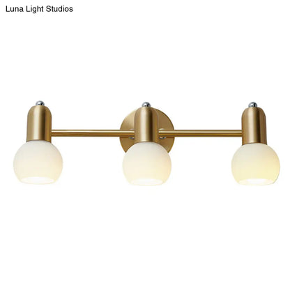 Brass Bathroom Vanity Light Fixture with Glass Shades – Downward Wall Sconce for Powder Room, Hallway & Mirror Lighting
