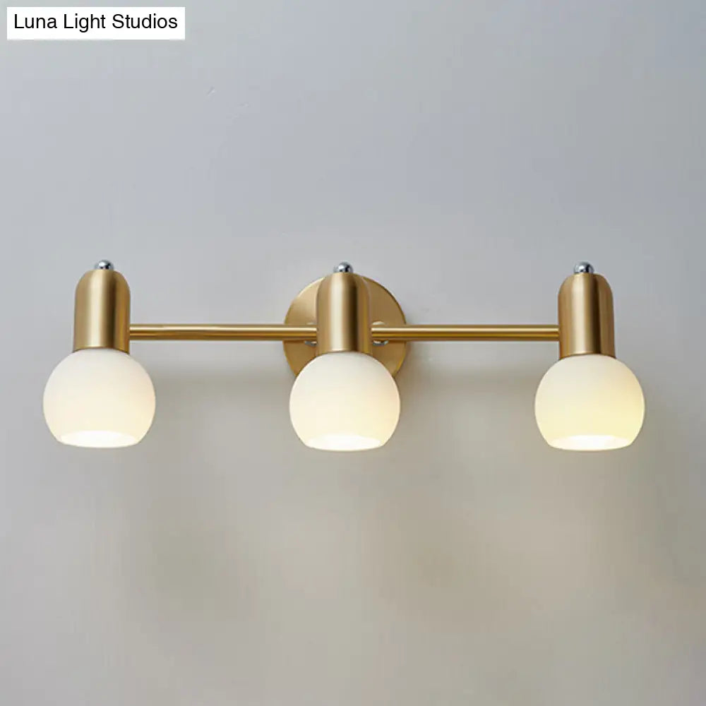 Brass Bathroom Vanity Light Fixture with Glass Shades – Downward Wall Sconce for Powder Room, Hallway & Mirror Lighting