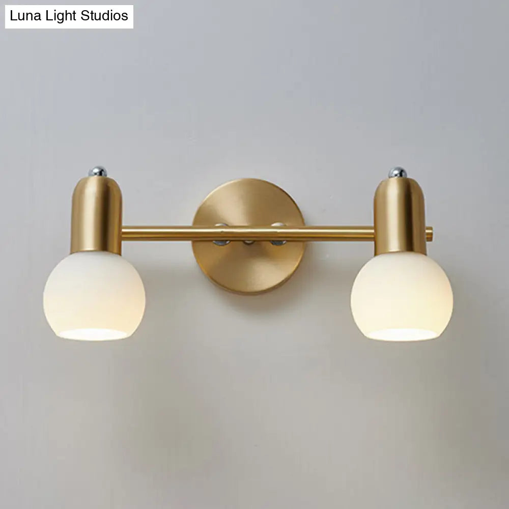 Brass Bathroom Vanity Light Fixture with Glass Shades – Downward Wall Sconce for Powder Room, Hallway & Mirror Lighting