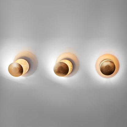 Rotating Iron Sconce with Adjustable Eclipse Discs – 3-Temperature LED Fixture for Bedroom & Hallway – 10 in or 8 in Diameter Modern Accent