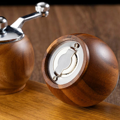 Wood Salt & Pepper Grinder Set with Stand Hand-Crank Mills for Kitchen Table Dining Countertop Seasoning Display