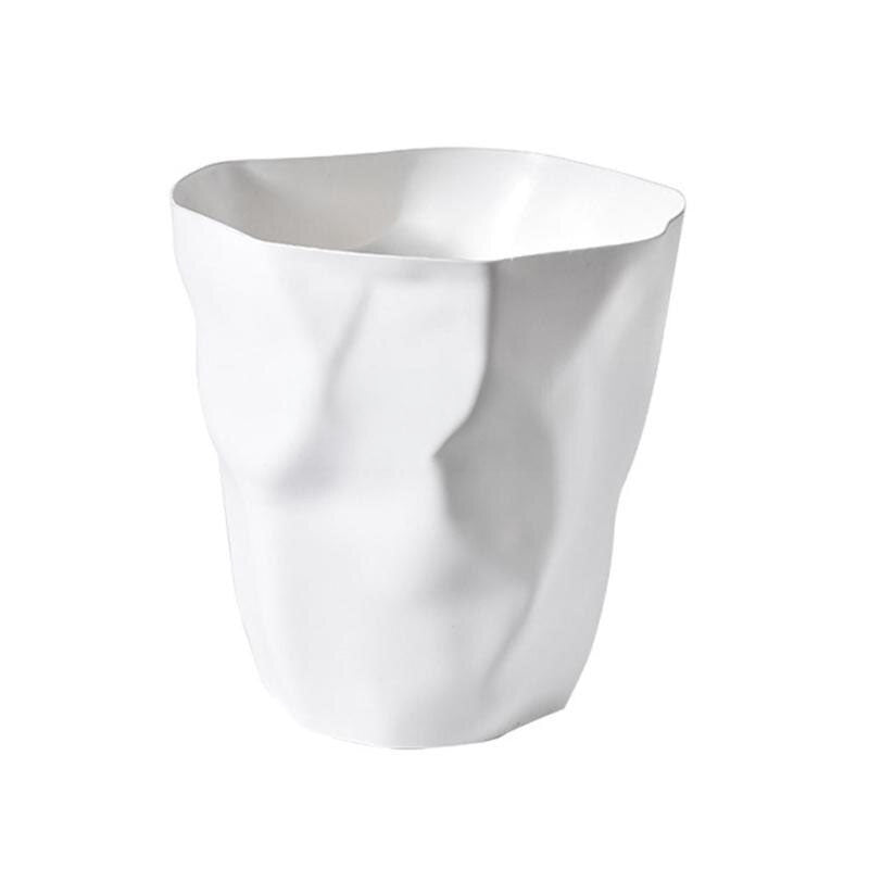 Petite poubelle en plastique blanc de 10,6 pouces pour salle de bain, chambre, bureau, coiffeuse, corbeille à papier légère pour intérieur