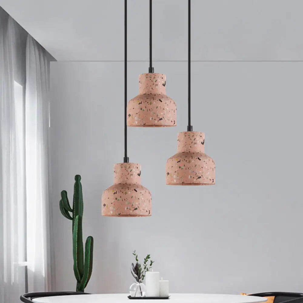 Terrazzo Cement Pendant Light with Adjustable Cord, Single Bulb Fixture for Kitchen Island, Entryway & Dining Room, Modern Industrial
