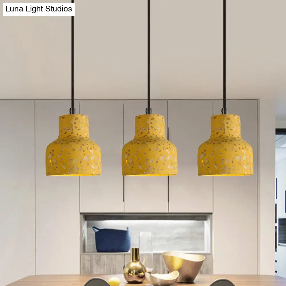 Terrazzo Cement Pendant Light with Adjustable Cord, Single Bulb Fixture for Kitchen Island, Entryway & Dining Room, Modern Industrial