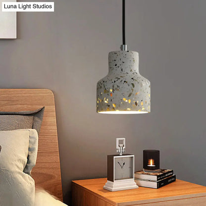 Terrazzo Cement Pendant Light with Adjustable Cord, Single Bulb Fixture for Kitchen Island, Entryway & Dining Room, Modern Industrial