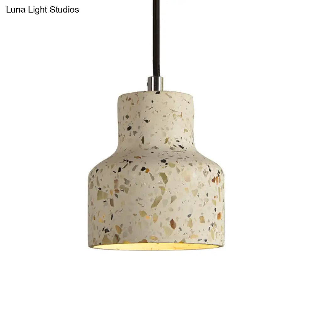 Terrazzo Cement Pendant Light with Adjustable Cord, Single Bulb Fixture for Kitchen Island, Entryway & Dining Room, Modern Industrial