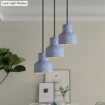 Terrazzo Cement Pendant Light with Adjustable Cord, Single Bulb Fixture for Kitchen Island, Entryway & Dining Room, Modern Industrial