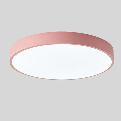Modern Flush-Mount LED Ceiling Light with Wood Accent – Round Dome Design for Bedroom, Living Room & Office