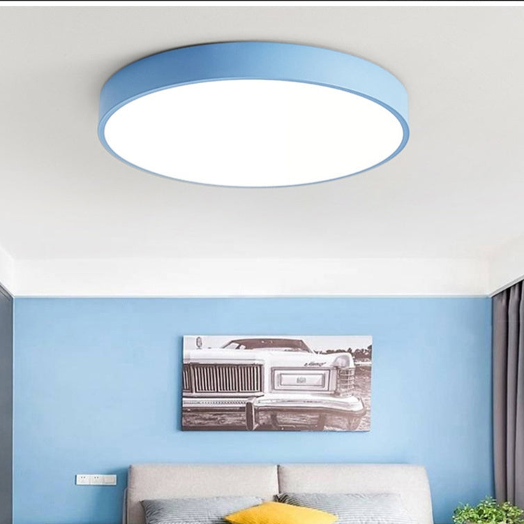 Modern Flush-Mount LED Ceiling Light with Wood Accent – Round Dome Design for Bedroom, Living Room & Office