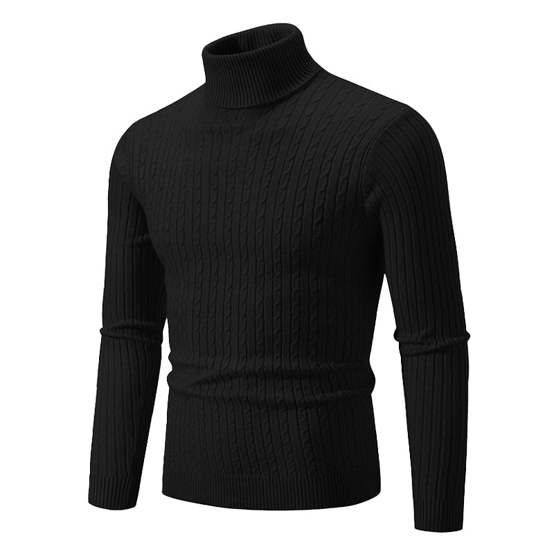 Cable Knit Turtleneck Sweater for Women – Classic Ribbed Pullover Top – Soft Structured Fit for Fall Winter – Timeless Layer