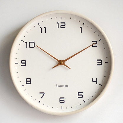 Silent Wooden Wall Clock with Scandinavian Design for Living Room & Bedroom Decor | Modern Minimalist Round Wood Face 12-Inch Quiet