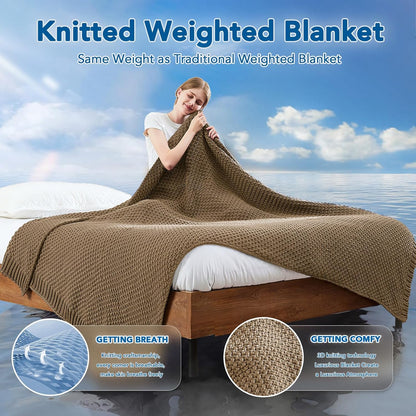 Confort douillet | Couverture lestée en tricot avec microfibre rafraîchissante | Douceur toutes saisons pour une détente ultime