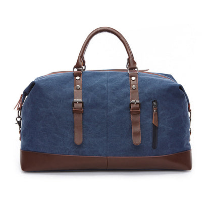Leather Canvas Weekend Travel Bag for Men & Women – Vintage Style Overnight Duffel with Waterproof Coating