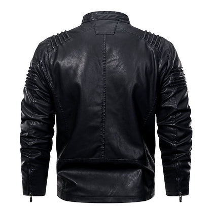 Premium Faux Leather Moto Jacket for Men – Water-Resistant with Scratch-Proof Finish – Classic Black Outerwear