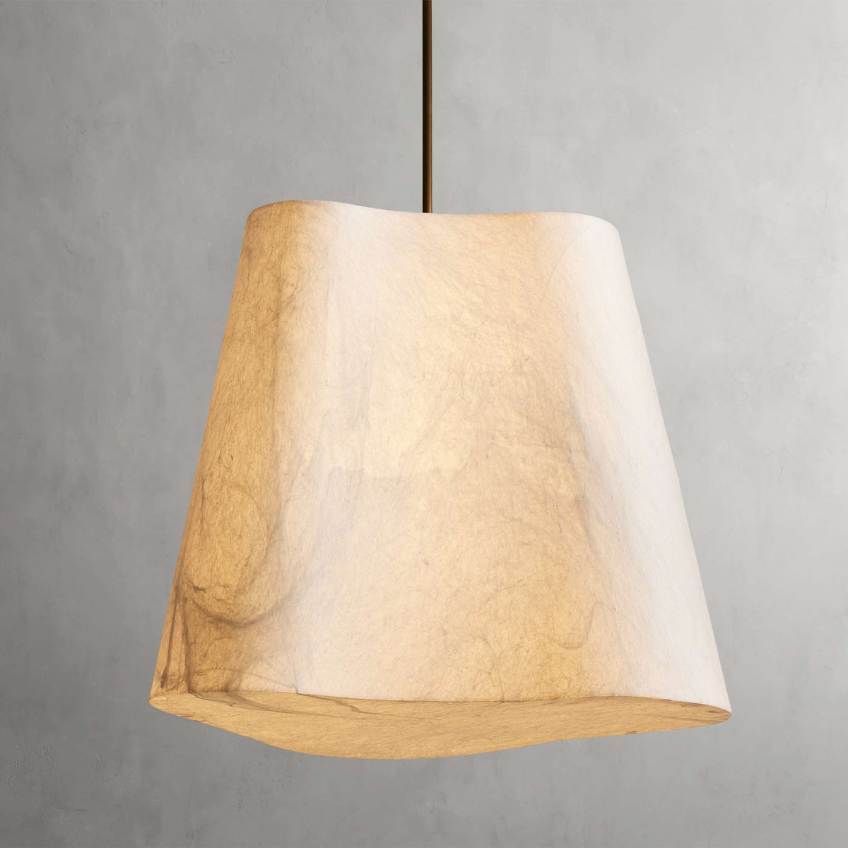 Modern LED Pendant Light with Sculptural Cocoon Shade, Adjustable Height Ceiling Fixture, Dimmable 20W Brass Accent for Living Room & Dining