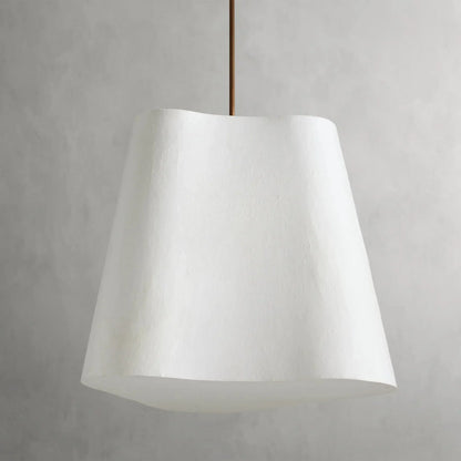 Modern LED Pendant Light with Sculptural Cocoon Shade, Adjustable Height Ceiling Fixture, Dimmable 20W Brass Accent for Living Room & Dining