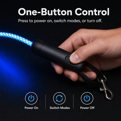 Ortekor NightGlow LED Light-Up Dog Leash for Night Walks - USB Rechargeable Safety Leash That Helps Your Dog Stay Visible in the Dark