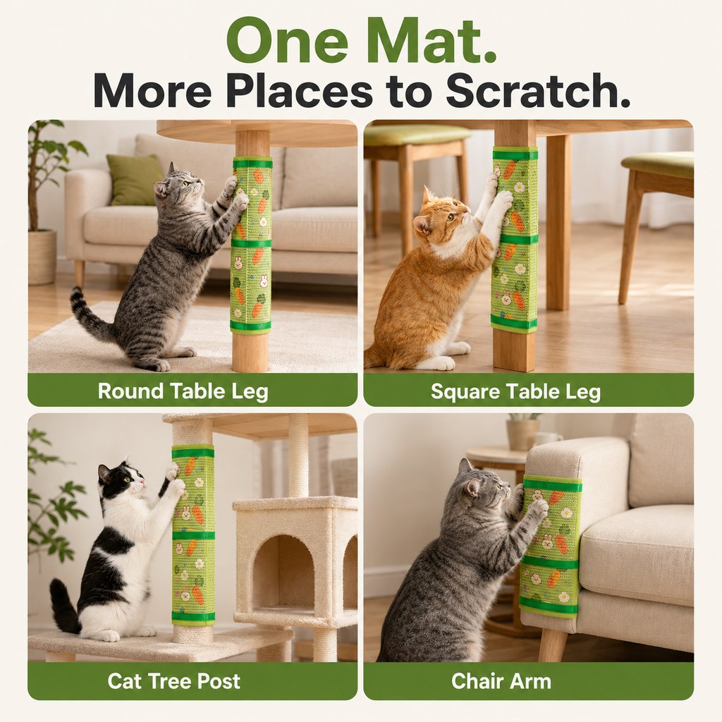 Ortekor Wrap-Around Sisal Cat Scratcher for Table Legs – Furniture Protector for Indoor Cats