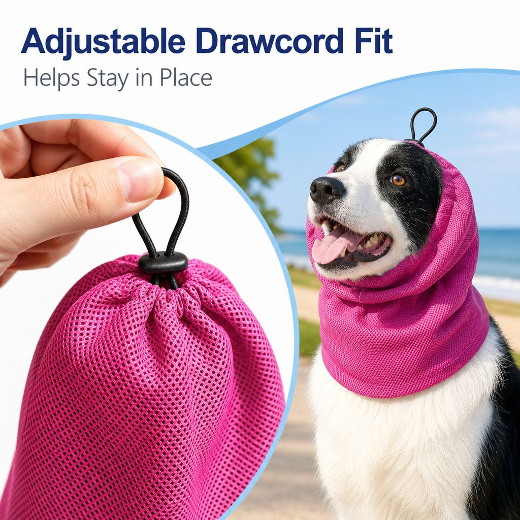 Ortekor Water-Activated Dog Cooling Snood for Summer Walks - Lightweight Neck & Ear Cooler for Hot Weather, Beach Days & Long-Fur Dogs