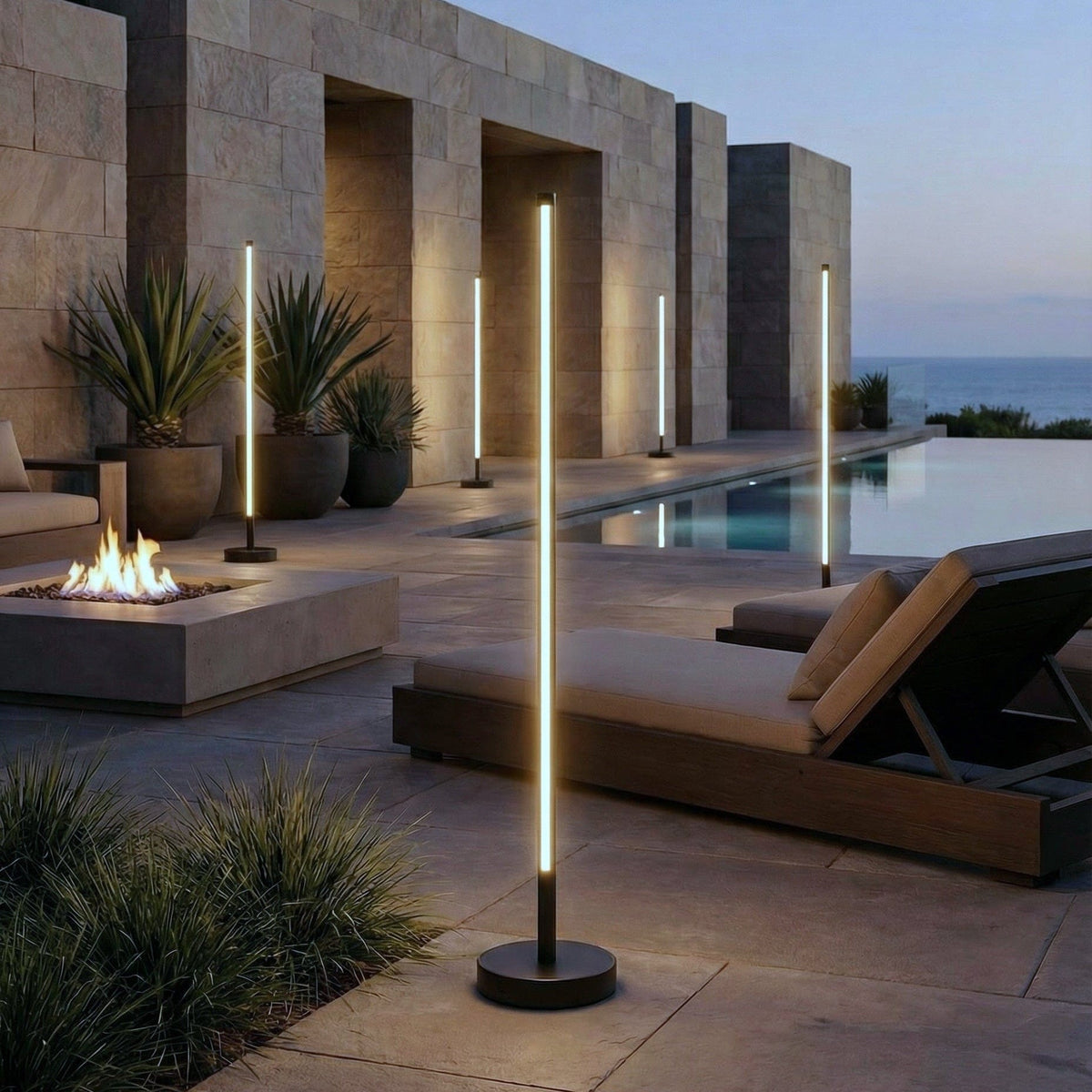 Solar-Powered Patio Floor Lamp with Wireless Charging for Outdoor Spaces