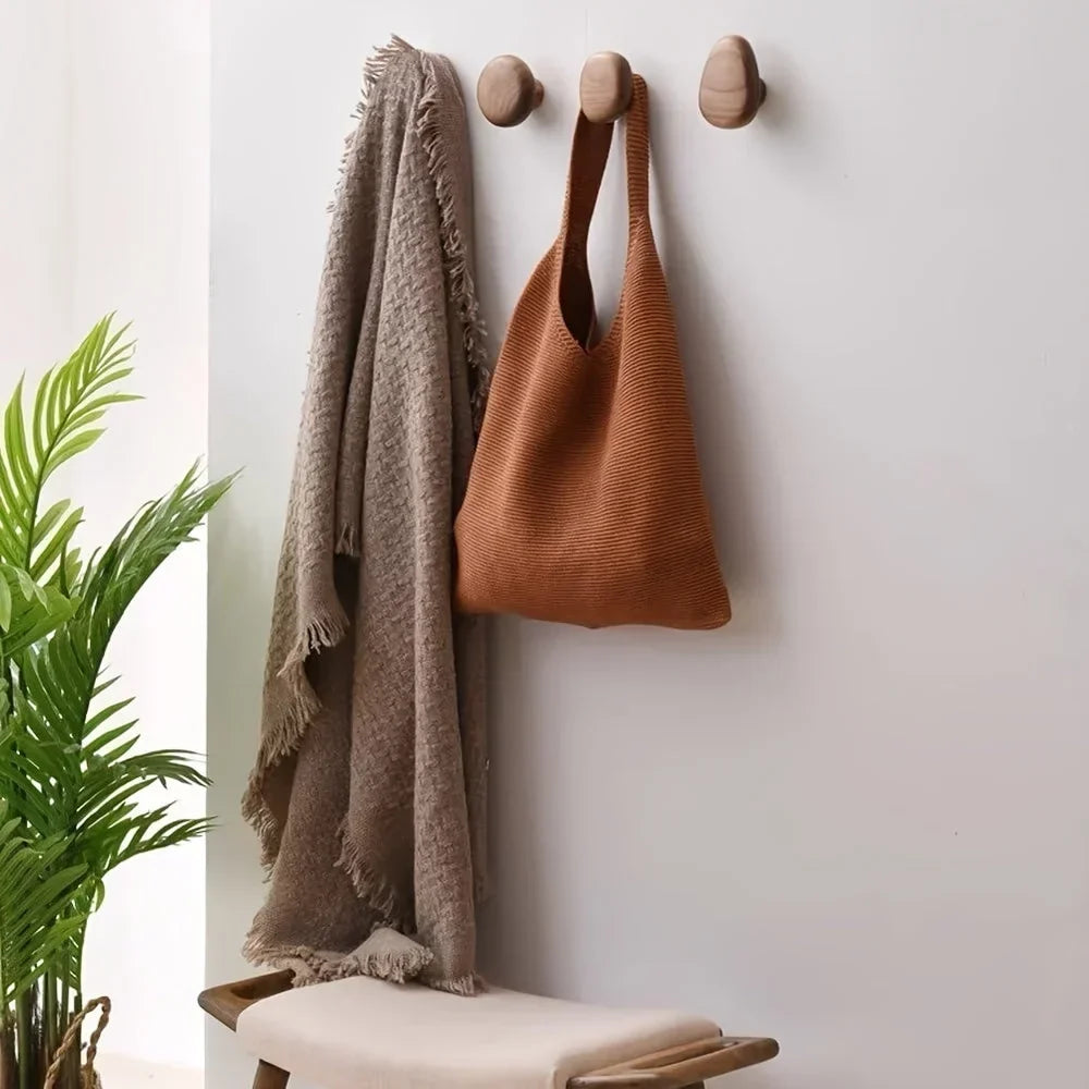 Handcrafted Wooden Wall Hooks Set of 4 Natural Timber Coat Rack Towel Hanger Entryway Bathroom Bedroom Organizer Artisan Finish