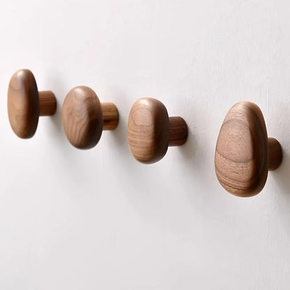 Handcrafted Wooden Wall Hooks Set of 4 Natural Timber Coat Rack Towel Hanger Entryway Bathroom Bedroom Organizer Artisan Finish