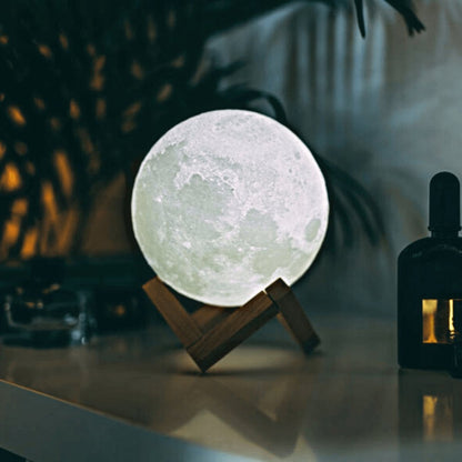 3D Printed Lunar Globe Night Light with Touch Control & USB Charging for Bedroom, Living Room, Kids