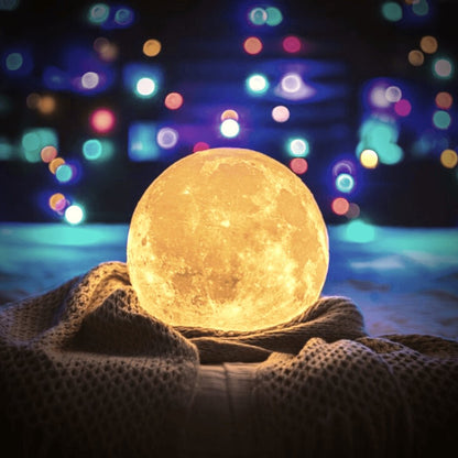 3D Printed Lunar Globe Night Light with Touch Control & USB Charging for Bedroom, Living Room, Kids