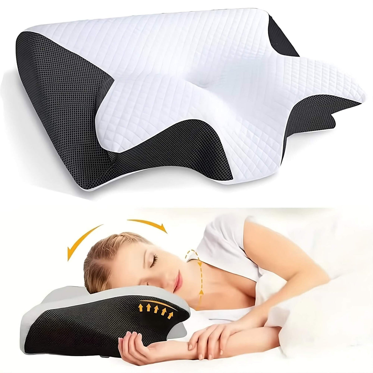 Oreiller ergonomique à mémoire de forme pour le soulagement des douleurs cervicales et l'alignement de la colonne vertébrale – Coussin de soutien cervical pour dormeurs sur le dos, le côté et le ventre