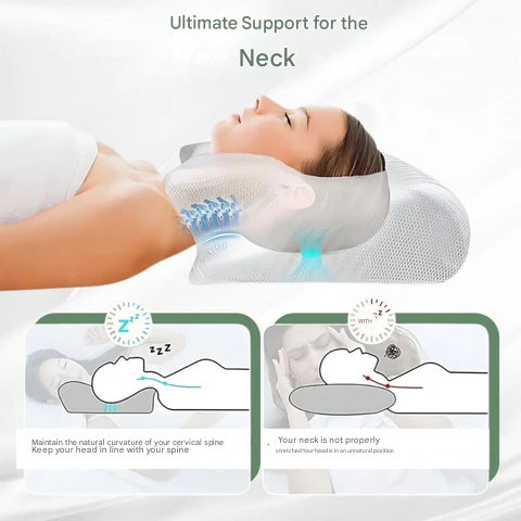 Oreiller ergonomique à mémoire de forme pour le soulagement des douleurs cervicales et l'alignement de la colonne vertébrale – Coussin de soutien cervical pour dormeurs sur le dos, le côté et le ventre