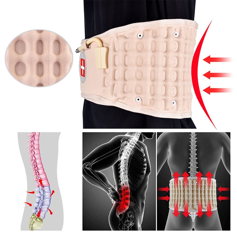 Lumbar Traction Brace for Lower Back Pain Relief – Inflatable Spinal Decompression Device for Men & Women