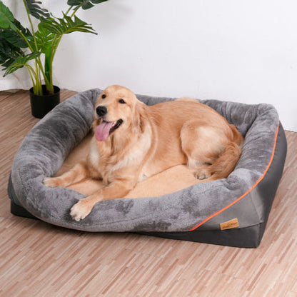 Panier pour chien haut de gamme avec soutien articulaire et cœur en mousse haute densité pour grands chiens – Canapé pour animaux extra-large à rebords rembourrés, déhoussable et lavable