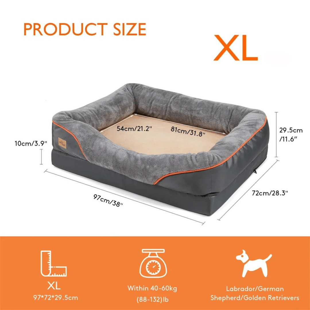 Panier pour chien haut de gamme avec soutien articulaire et cœur en mousse haute densité pour grands chiens – Canapé pour animaux extra-large à rebords rembourrés, déhoussable et lavable