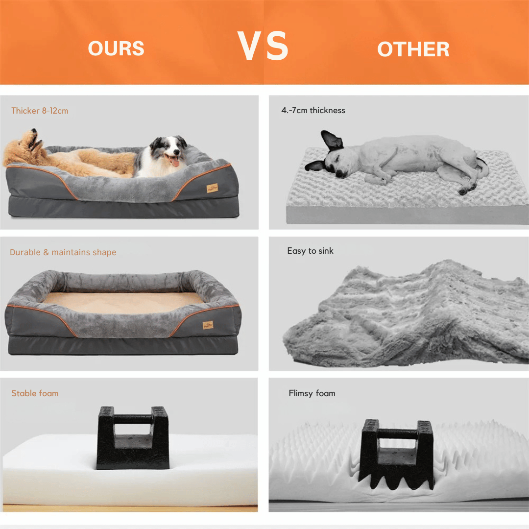 Panier pour chien haut de gamme avec soutien articulaire et cœur en mousse haute densité pour grands chiens – Canapé pour animaux extra-large à rebords rembourrés, déhoussable et lavable