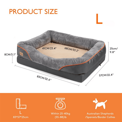 Panier pour chien haut de gamme avec soutien articulaire et cœur en mousse haute densité pour grands chiens – Canapé pour animaux extra-large à rebords rembourrés, déhoussable et lavable
