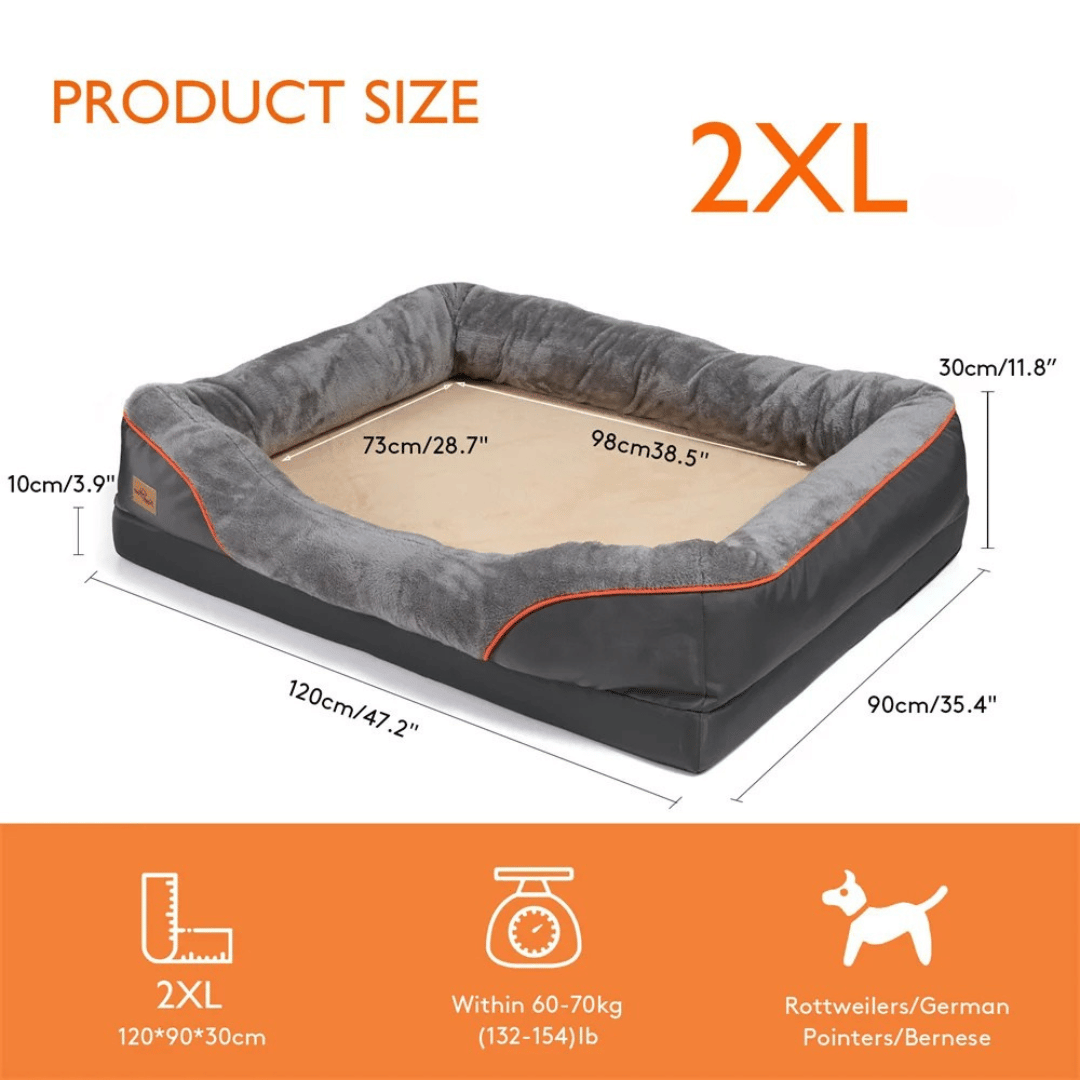 Panier pour chien haut de gamme avec soutien articulaire et cœur en mousse haute densité pour grands chiens – Canapé pour animaux extra-large à rebords rembourrés, déhoussable et lavable