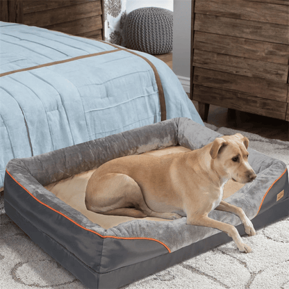 Panier pour chien haut de gamme avec soutien articulaire et cœur en mousse haute densité pour grands chiens – Canapé pour animaux extra-large à rebords rembourrés, déhoussable et lavable