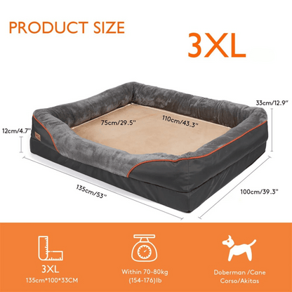 Panier pour chien haut de gamme avec soutien articulaire et cœur en mousse haute densité pour grands chiens – Canapé pour animaux extra-large à rebords rembourrés, déhoussable et lavable