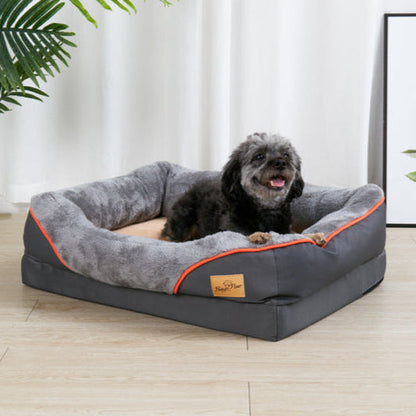 Panier pour chien haut de gamme avec soutien articulaire et cœur en mousse haute densité pour grands chiens – Canapé pour animaux extra-large à rebords rembourrés, déhoussable et lavable
