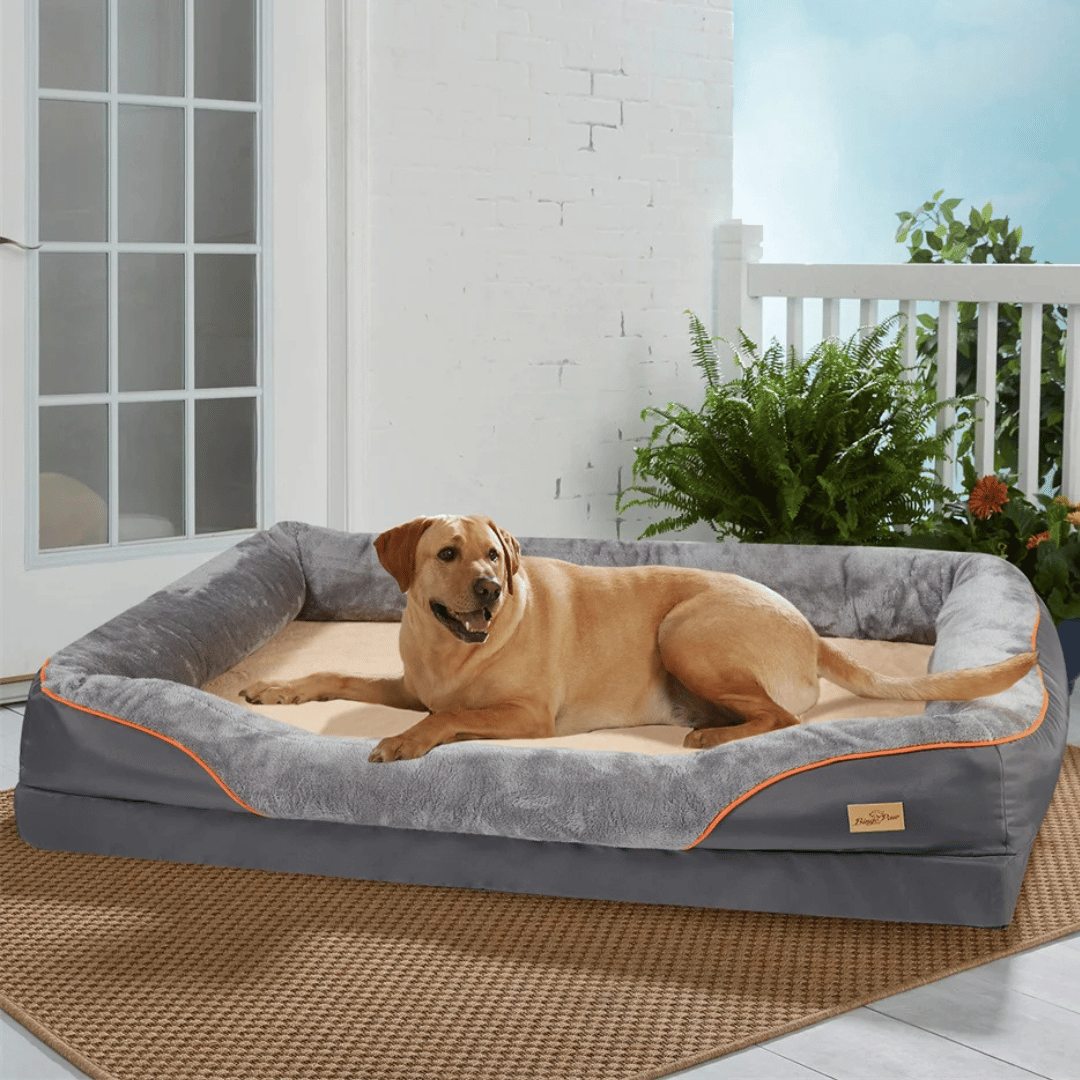 Panier pour chien haut de gamme avec soutien articulaire et cœur en mousse haute densité pour grands chiens – Canapé pour animaux extra-large à rebords rembourrés, déhoussable et lavable