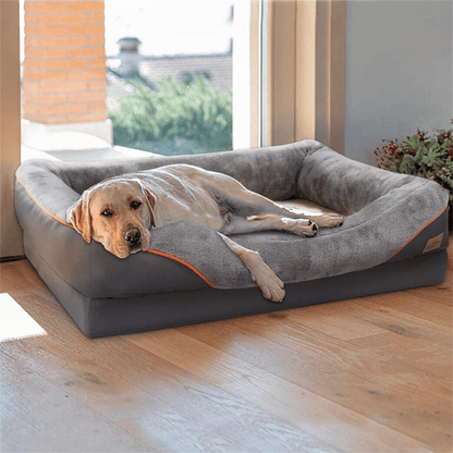 Panier pour chien haut de gamme avec soutien articulaire et cœur en mousse haute densité pour grands chiens – Canapé pour animaux extra-large à rebords rembourrés, déhoussable et lavable