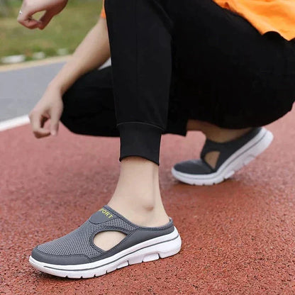 Men's Orthopedic Slip-On Shoes with Arch Support & Breathable Mesh Upper for Wide Feet | Lightweight EVA Cushioned Walking Shoes for